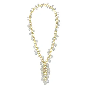 18 Karat Gold Moonstone Briolette Fringe Necklace