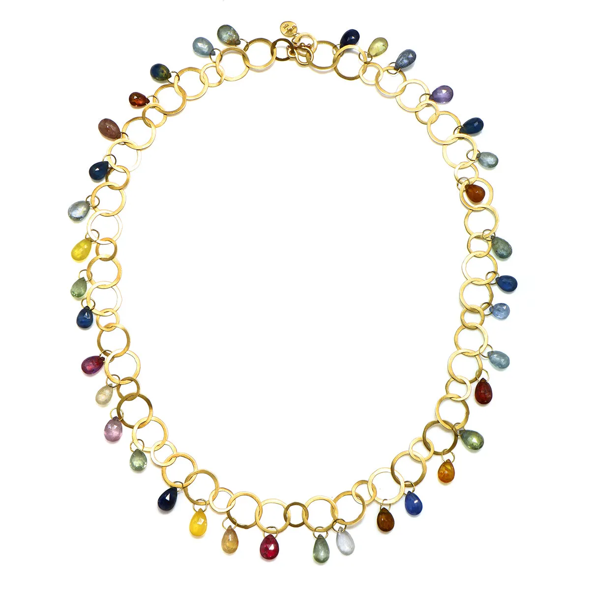 18 Karat Gold Umba Rainbow Sapphire Fringe Necklace - 36"