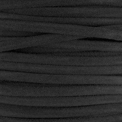 5mm Round Black Suede Leather by the Foot
