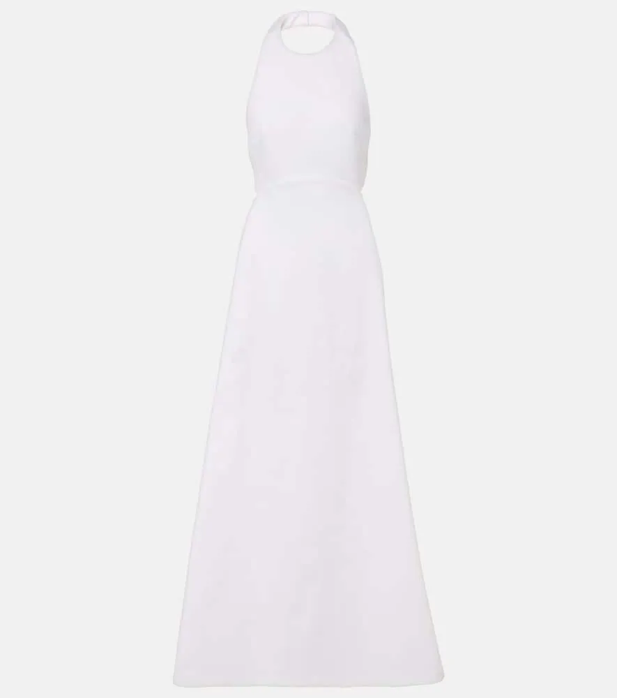Adriana Degreas Halterneck cotton-blend maxi dress