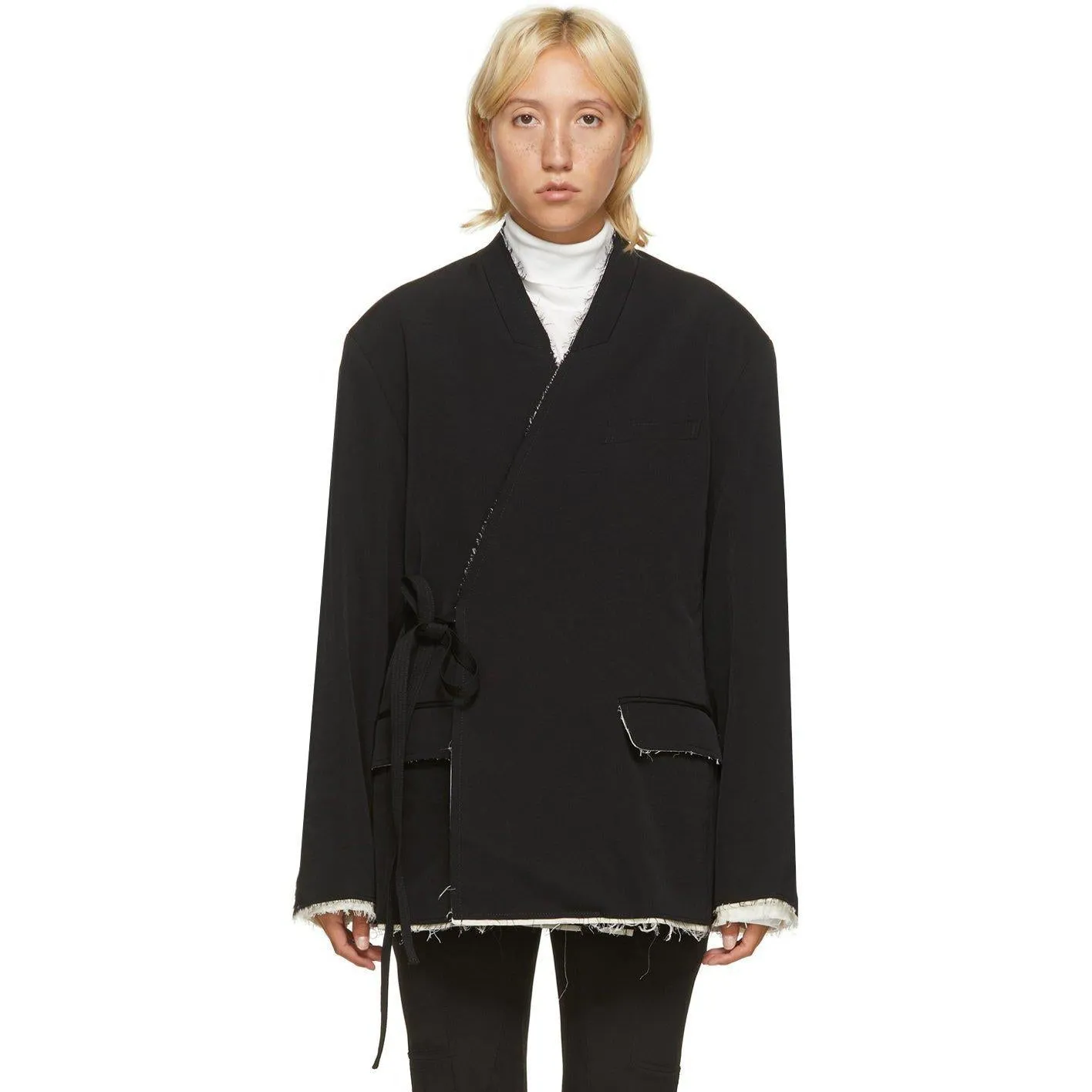 AMBUSH Black Raw Kimono Blazer