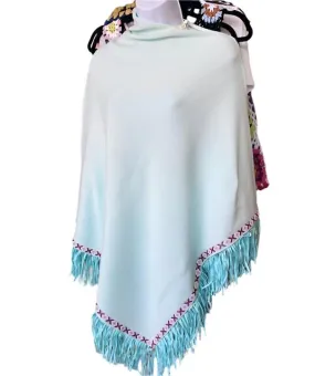 AQUA FRINGE PONCHO