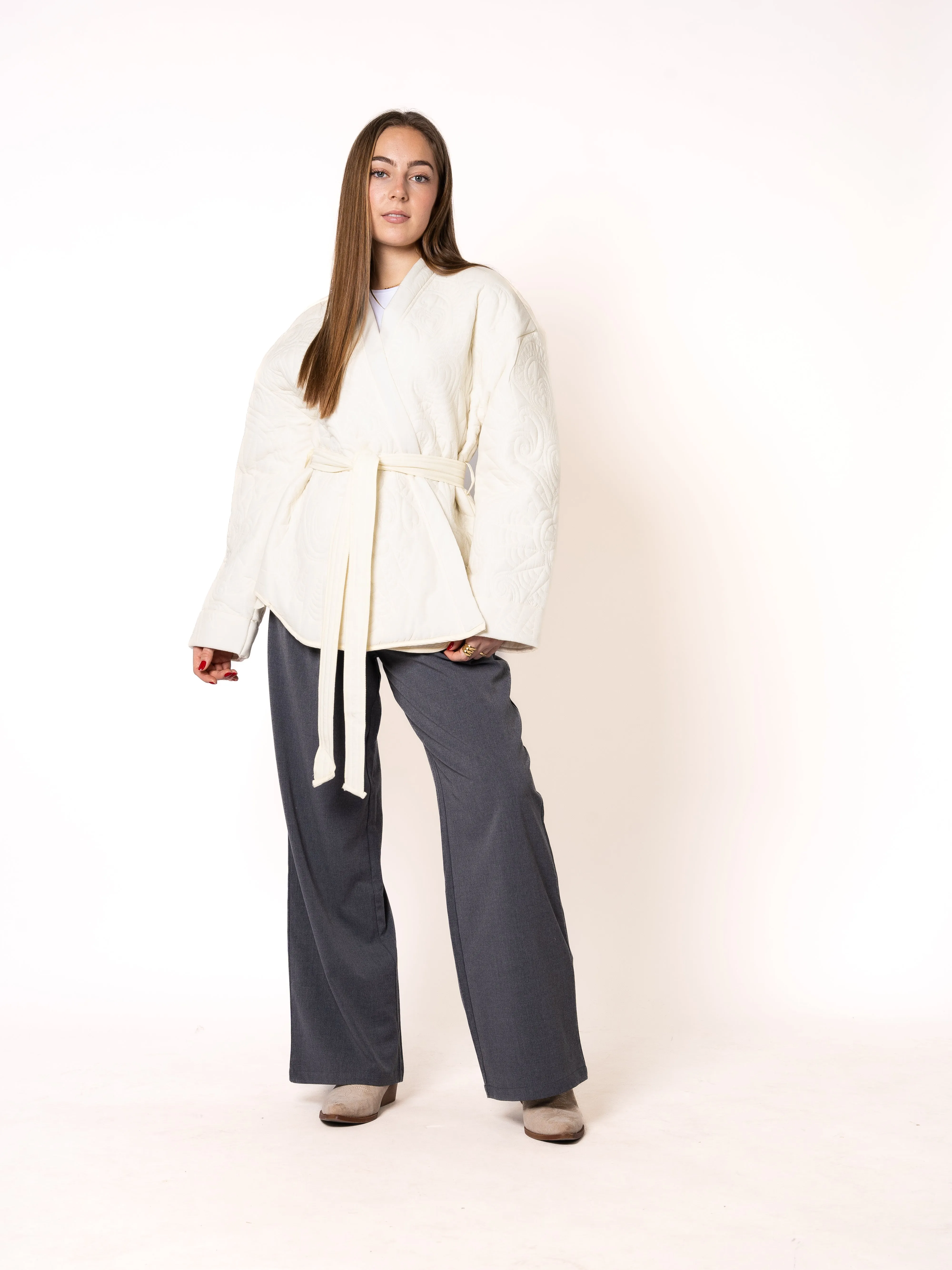 Boho Baumwoll Wickelkimono - Wei