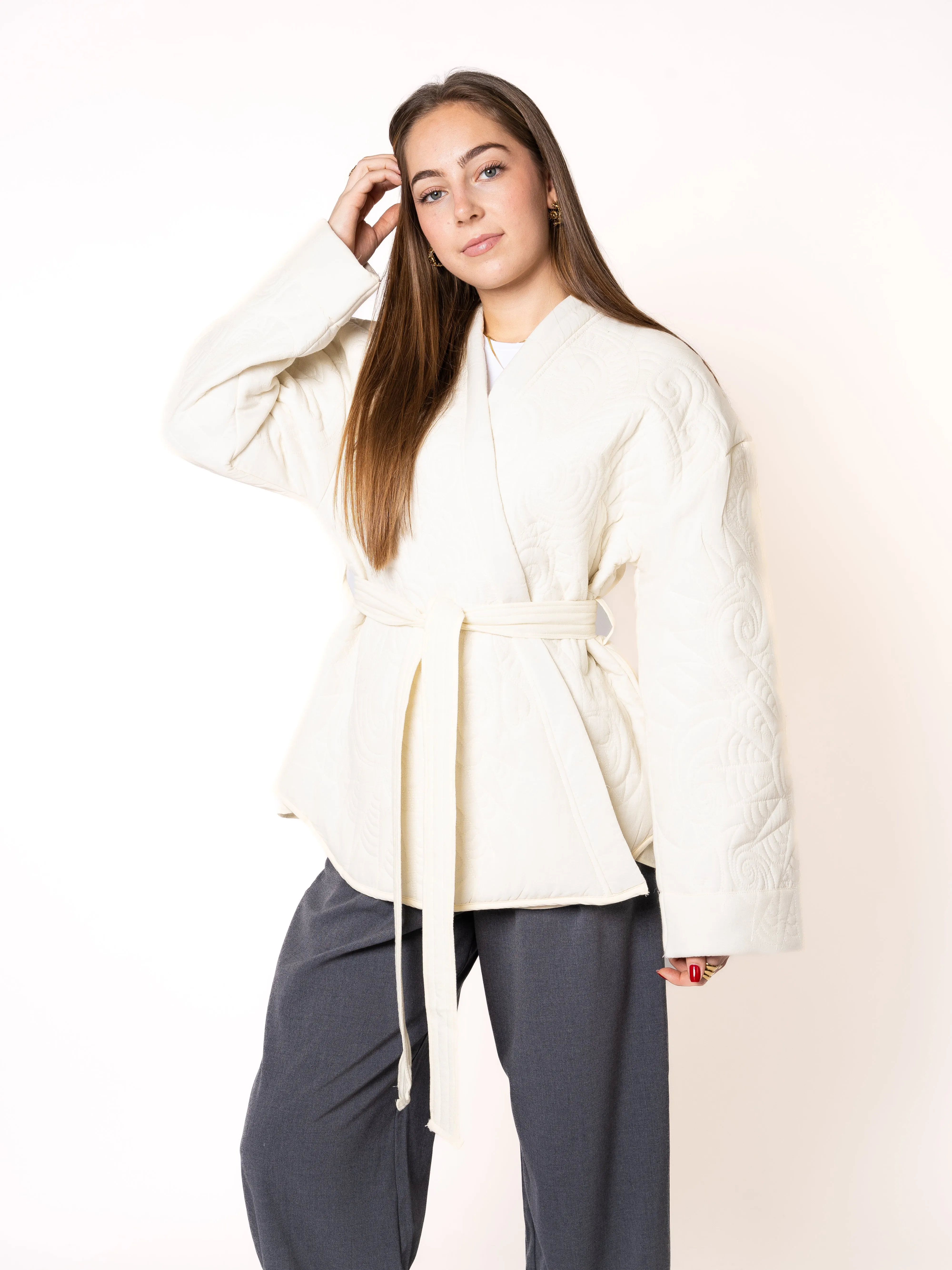Boho Baumwoll Wickelkimono - Wei