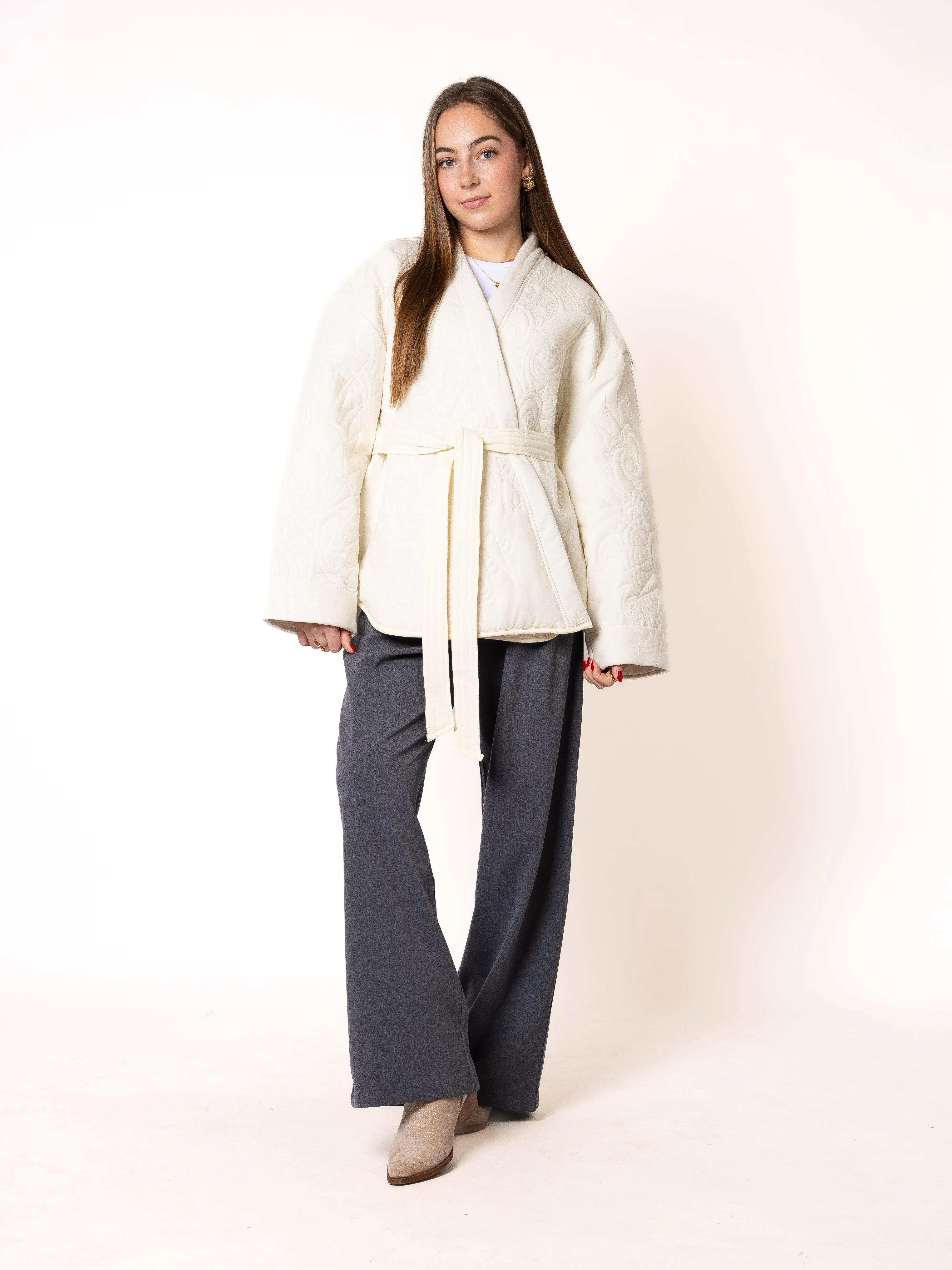 Boho Baumwoll Wickelkimono - Wei