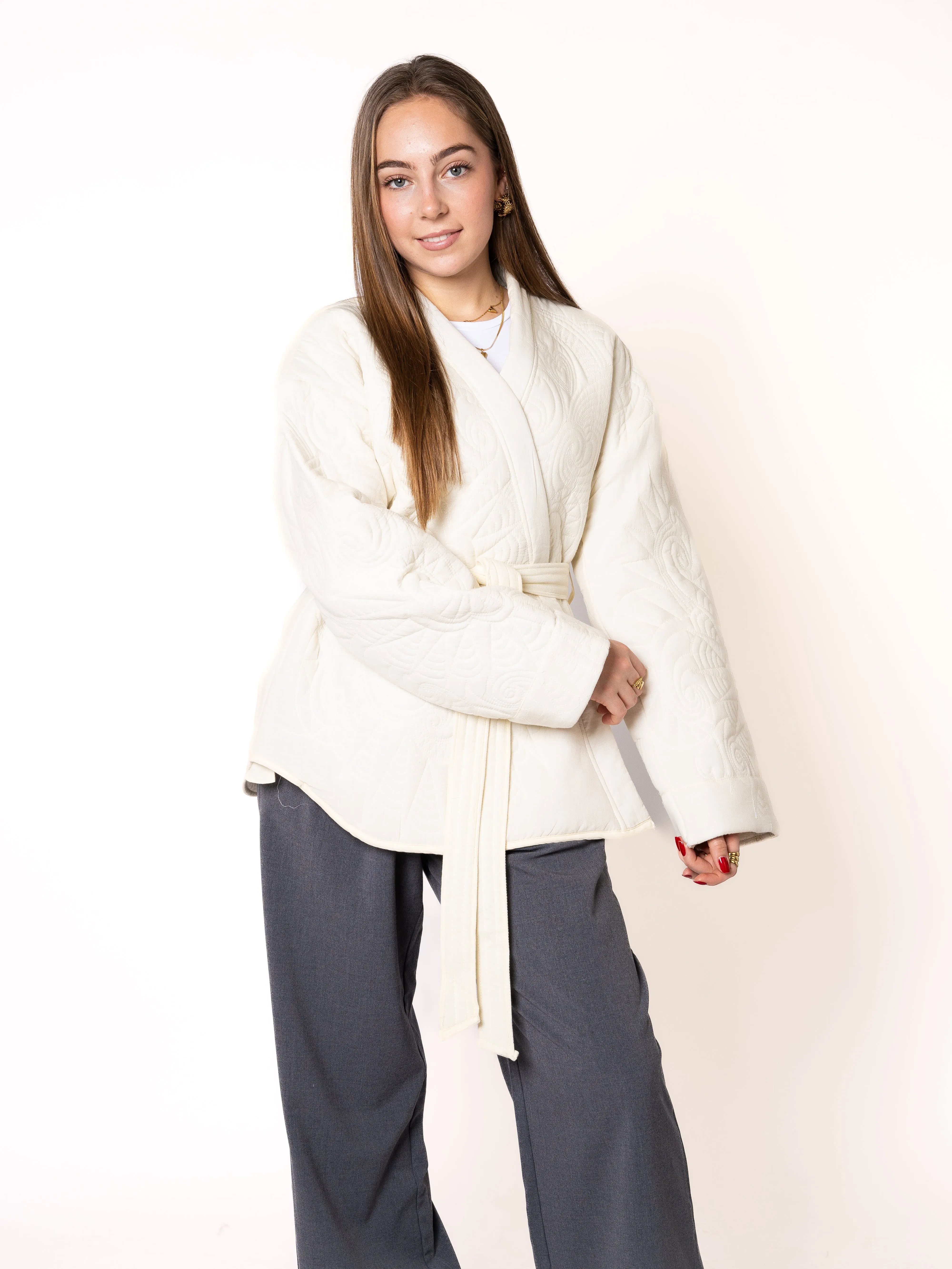 Boho Baumwoll Wickelkimono - Wei