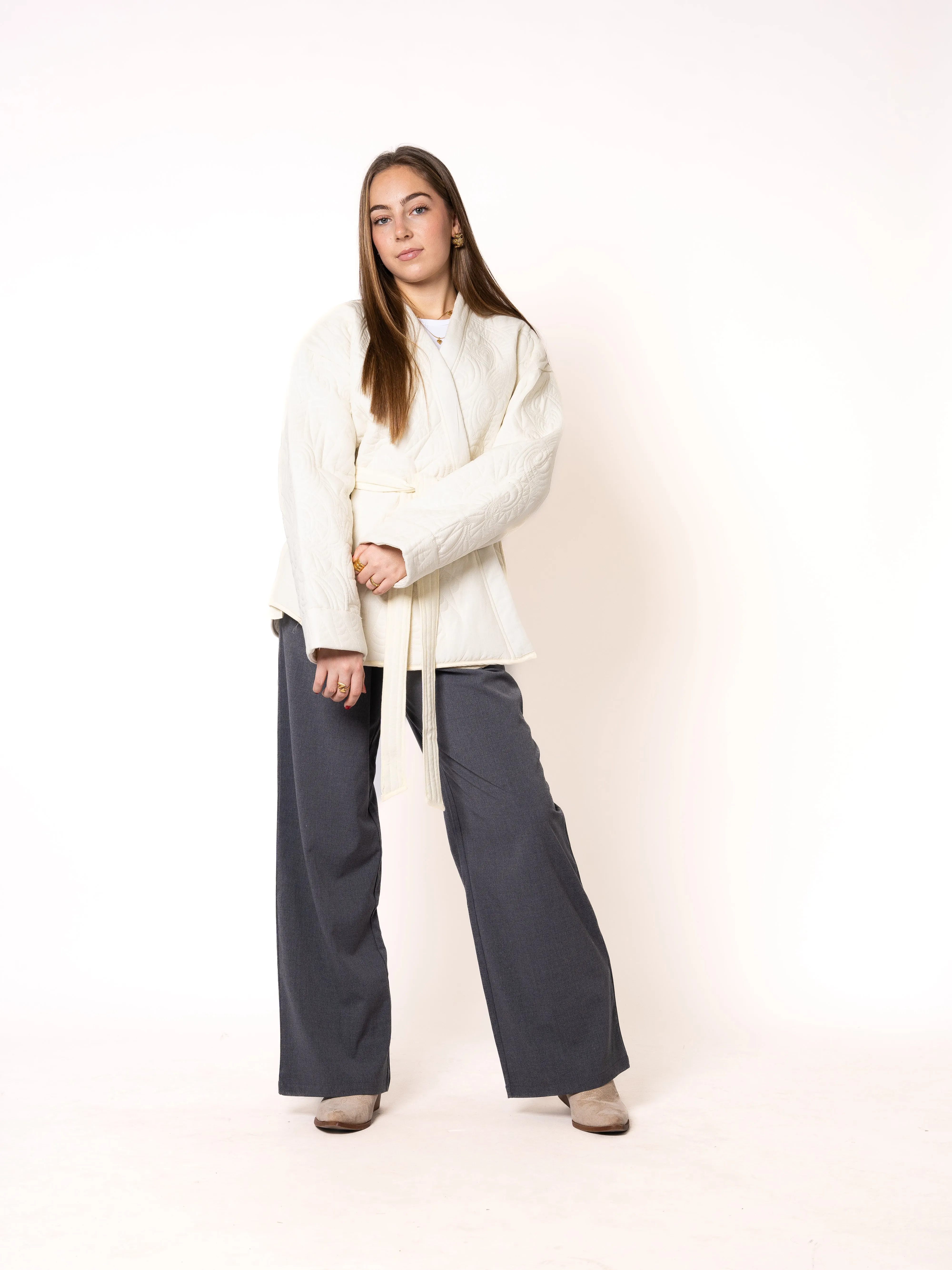Boho Baumwoll Wickelkimono - Wei