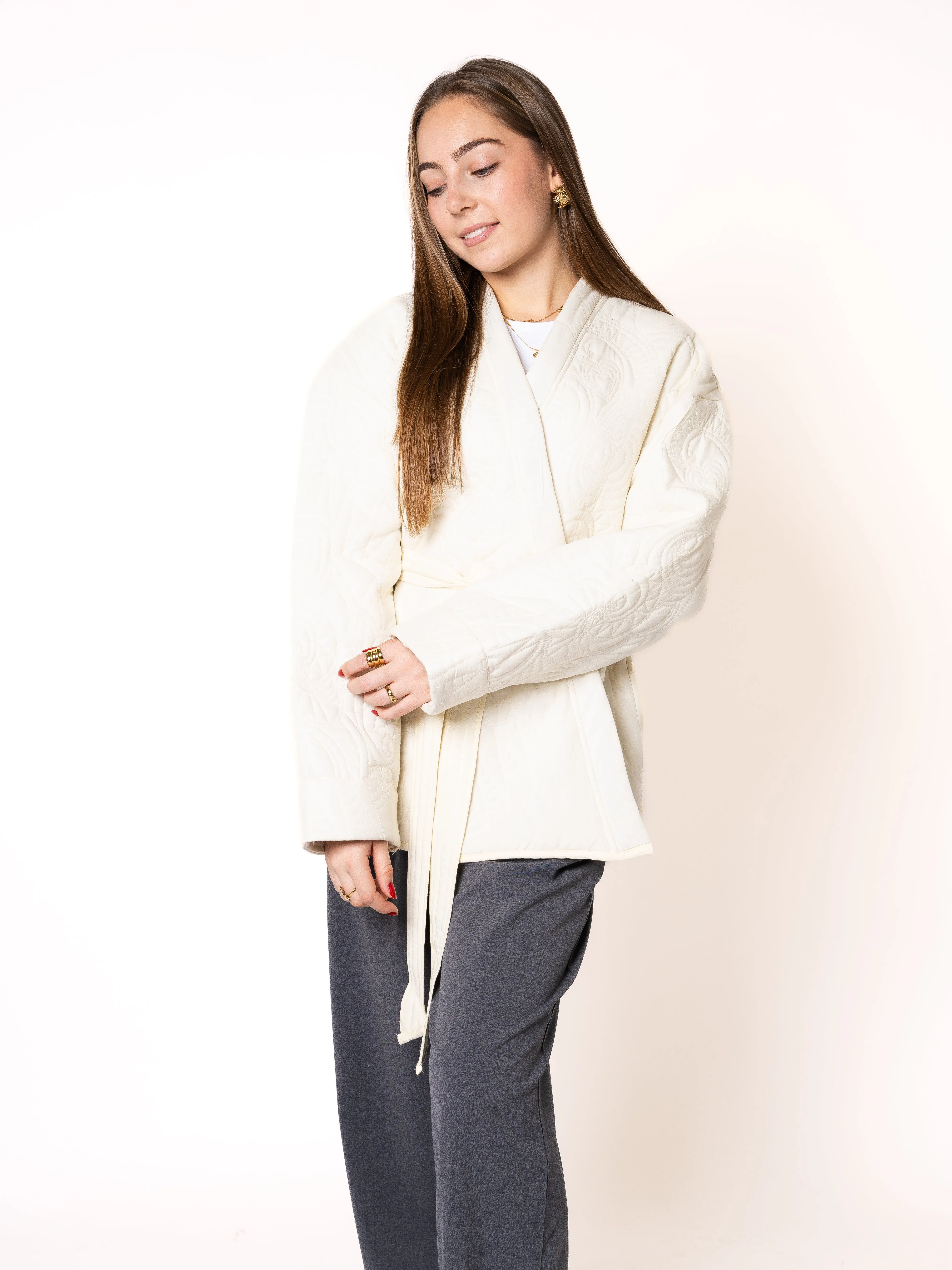 Boho Baumwoll Wickelkimono - Wei
