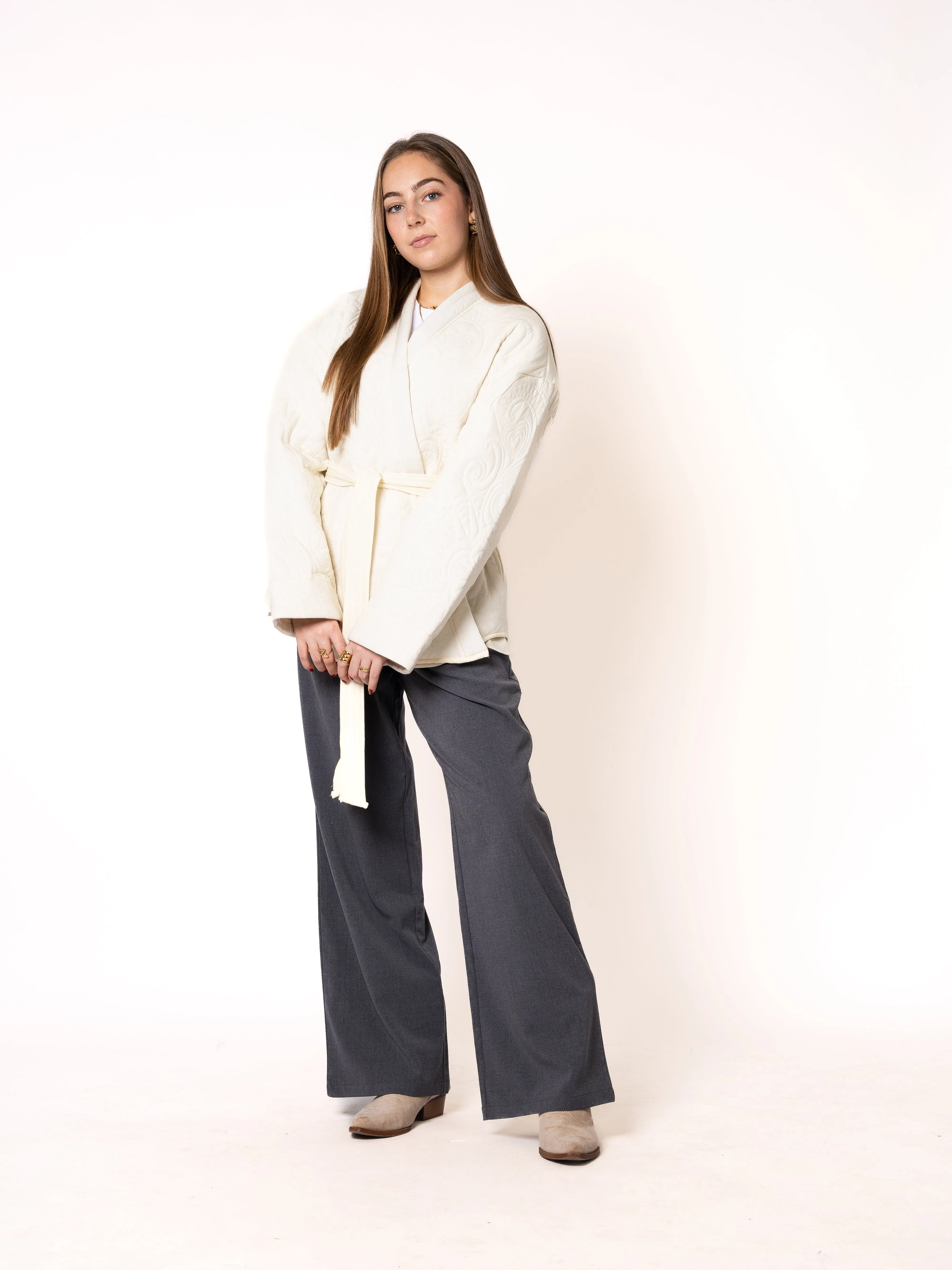 Boho Baumwoll Wickelkimono - Wei