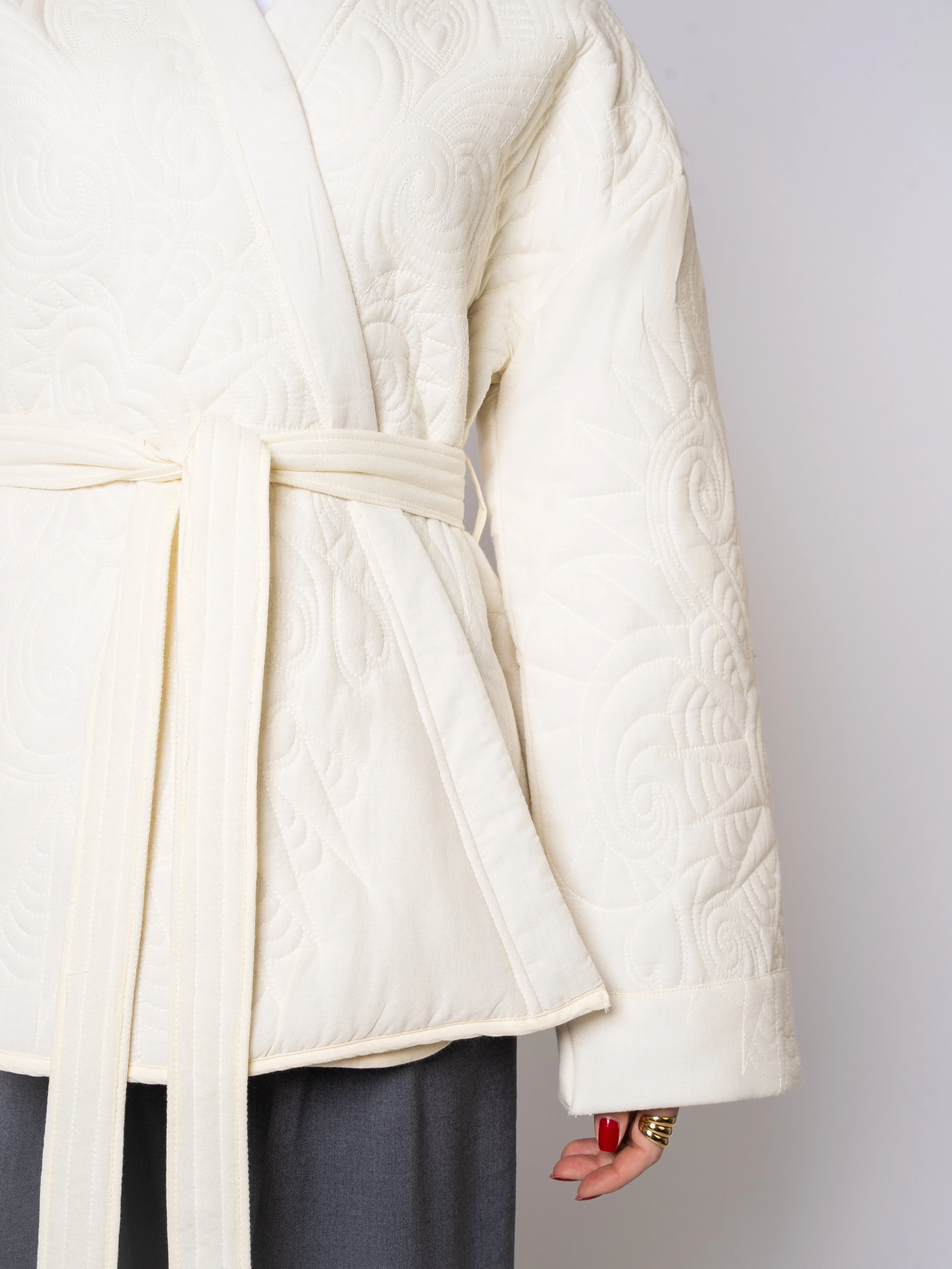 Boho Baumwoll Wickelkimono - Wei
