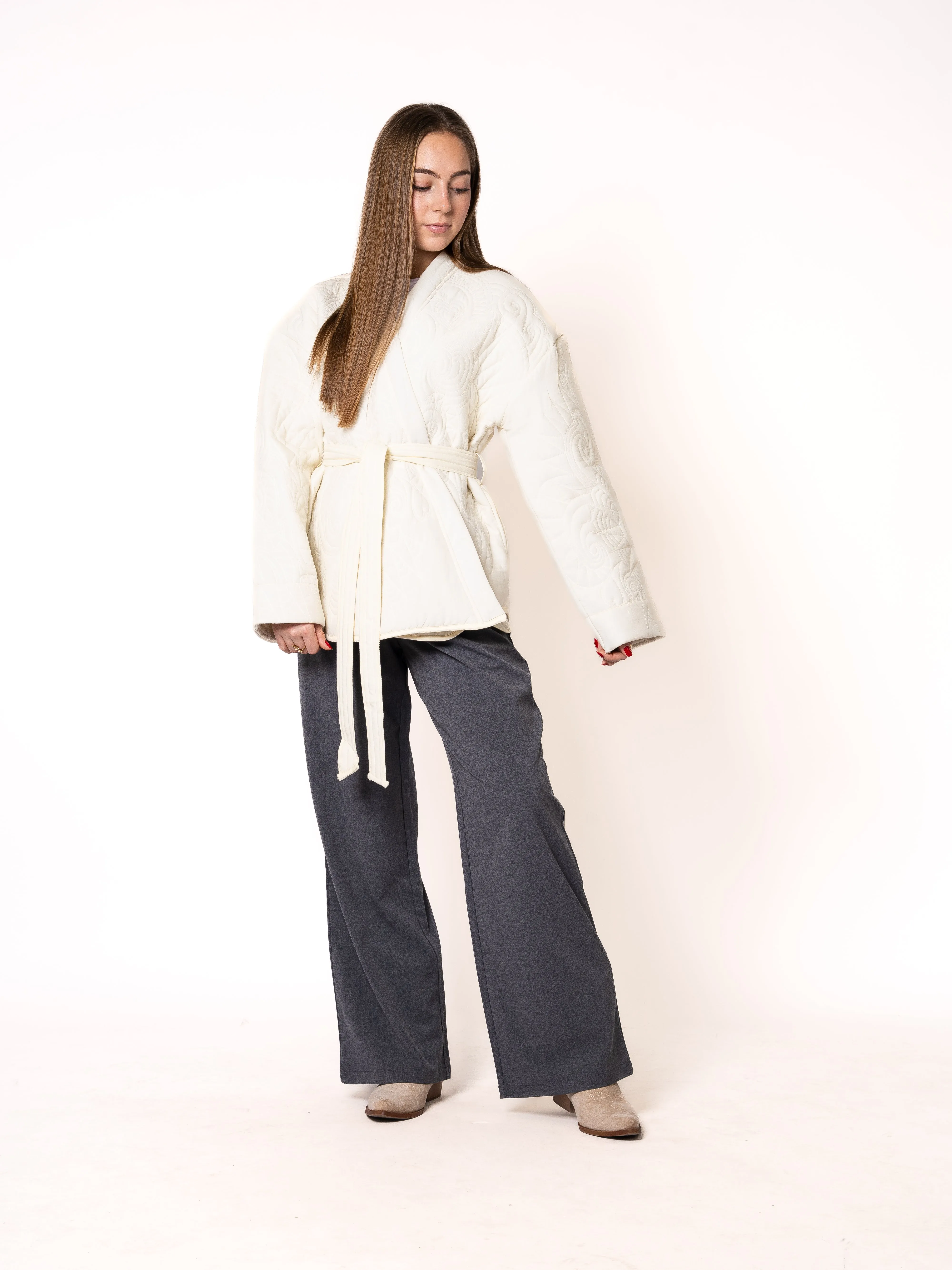 Boho Baumwoll Wickelkimono - Wei