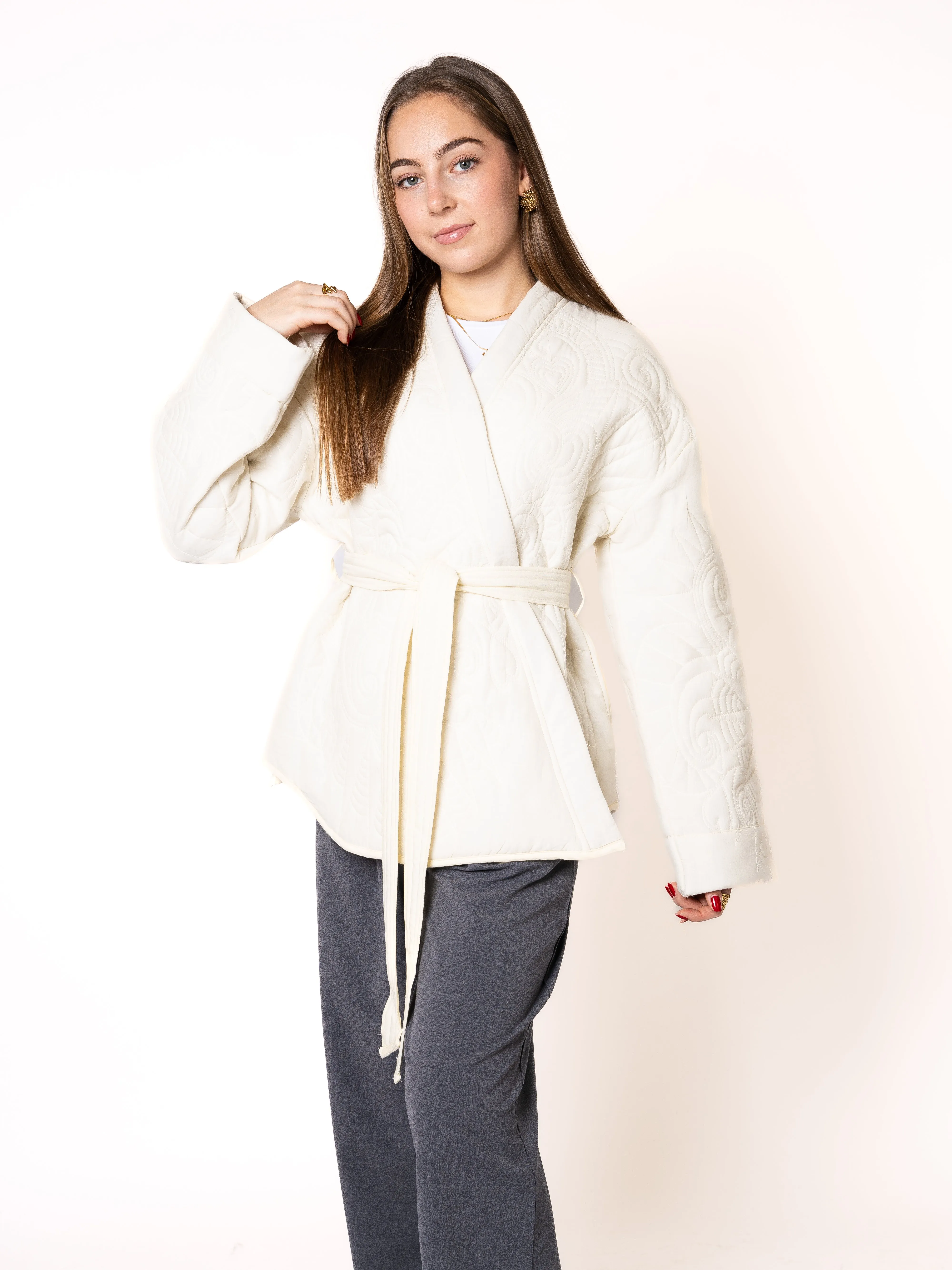 Boho Baumwoll Wickelkimono - Wei
