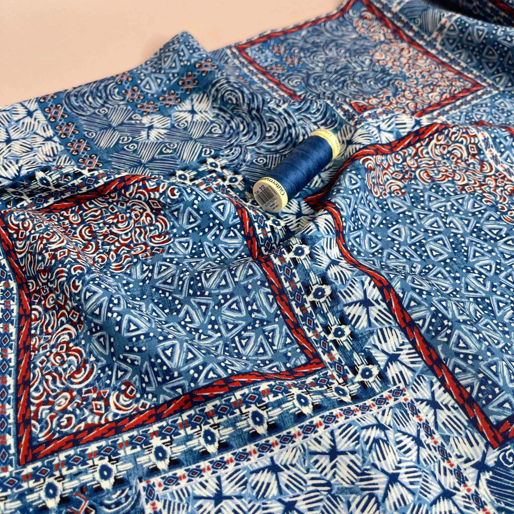 Boho Scarf in Blue Viscose Fabric
