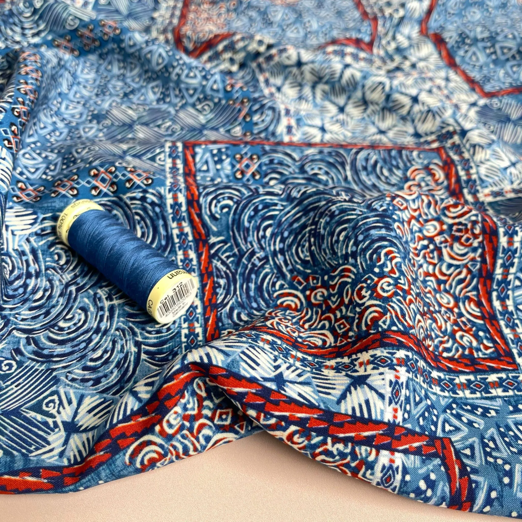 Boho Scarf in Blue Viscose Fabric