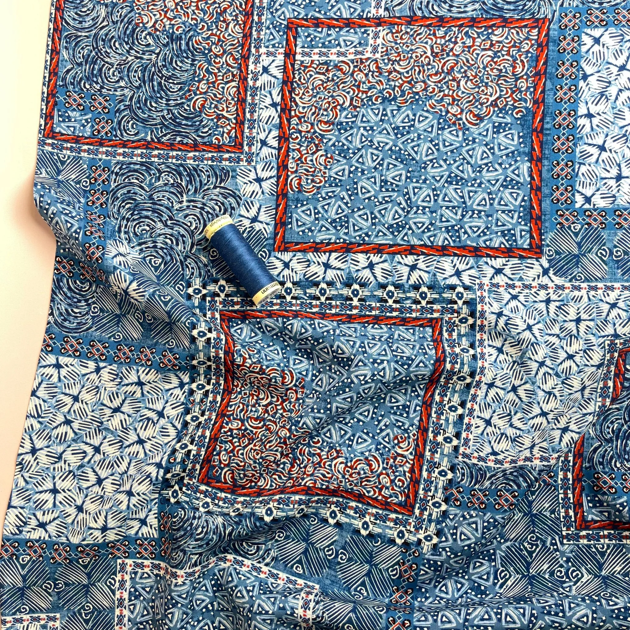 Boho Scarf in Blue Viscose Fabric