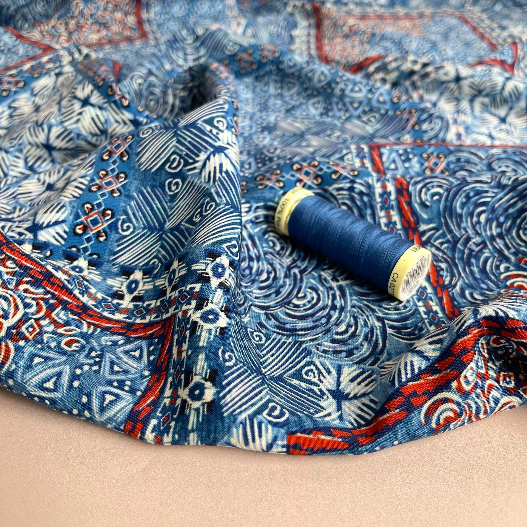 Boho Scarf in Blue Viscose Fabric