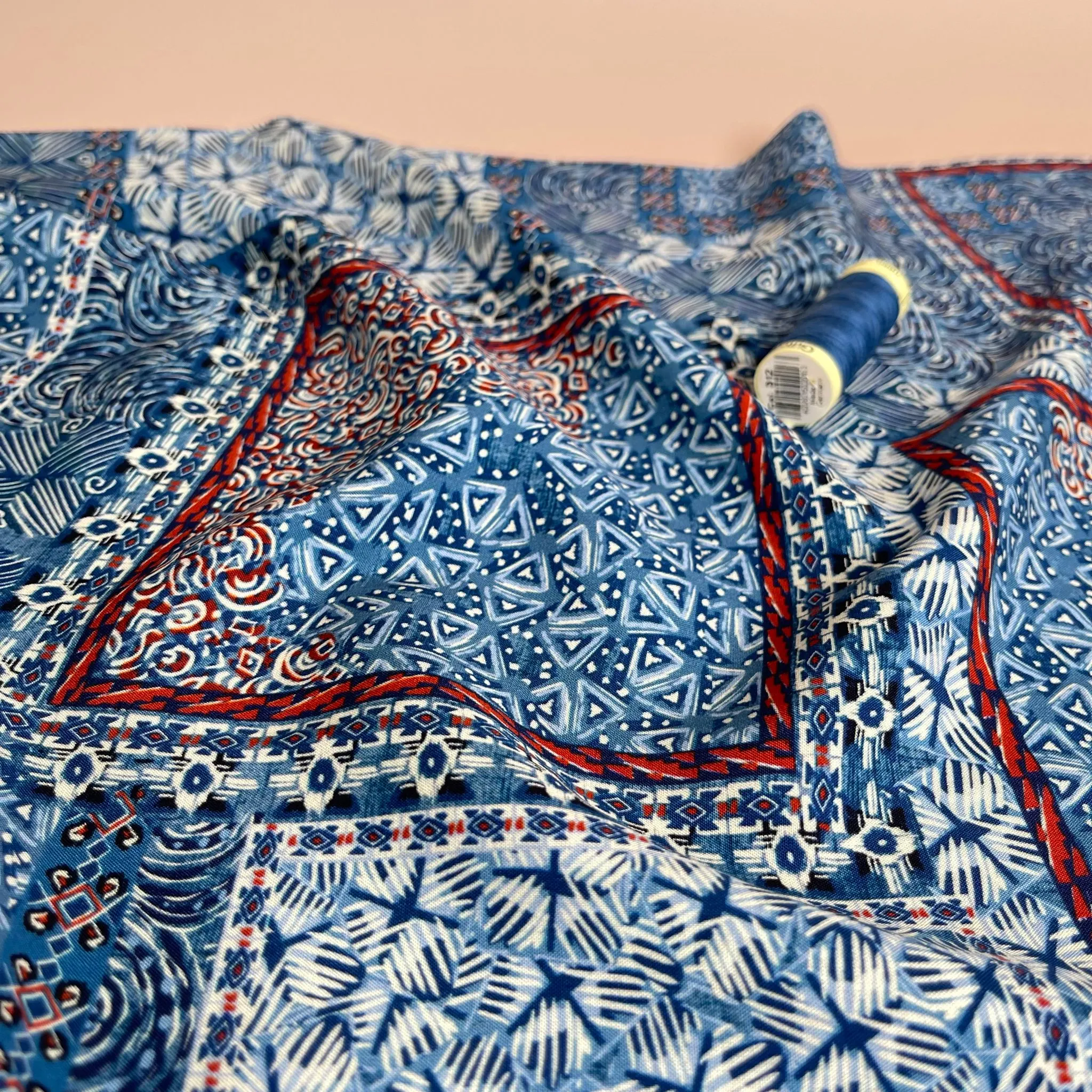 Boho Scarf in Blue Viscose Fabric