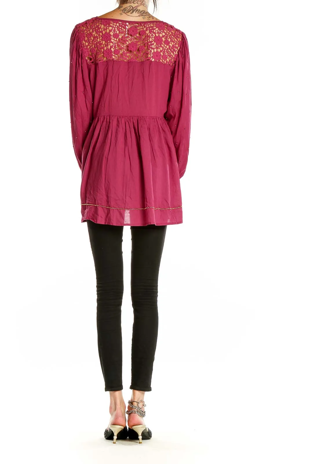 Burgundy Lace Boho Tunic Top
