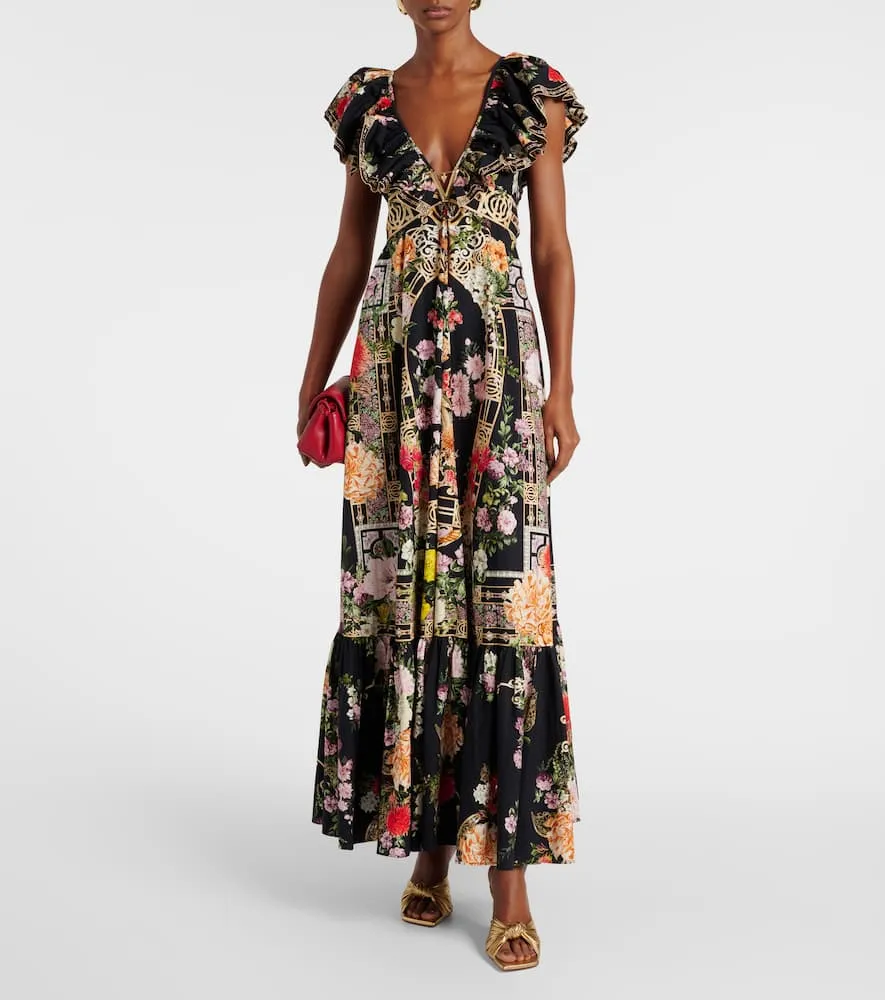Camilla Ruffled floral cotton maxi dress