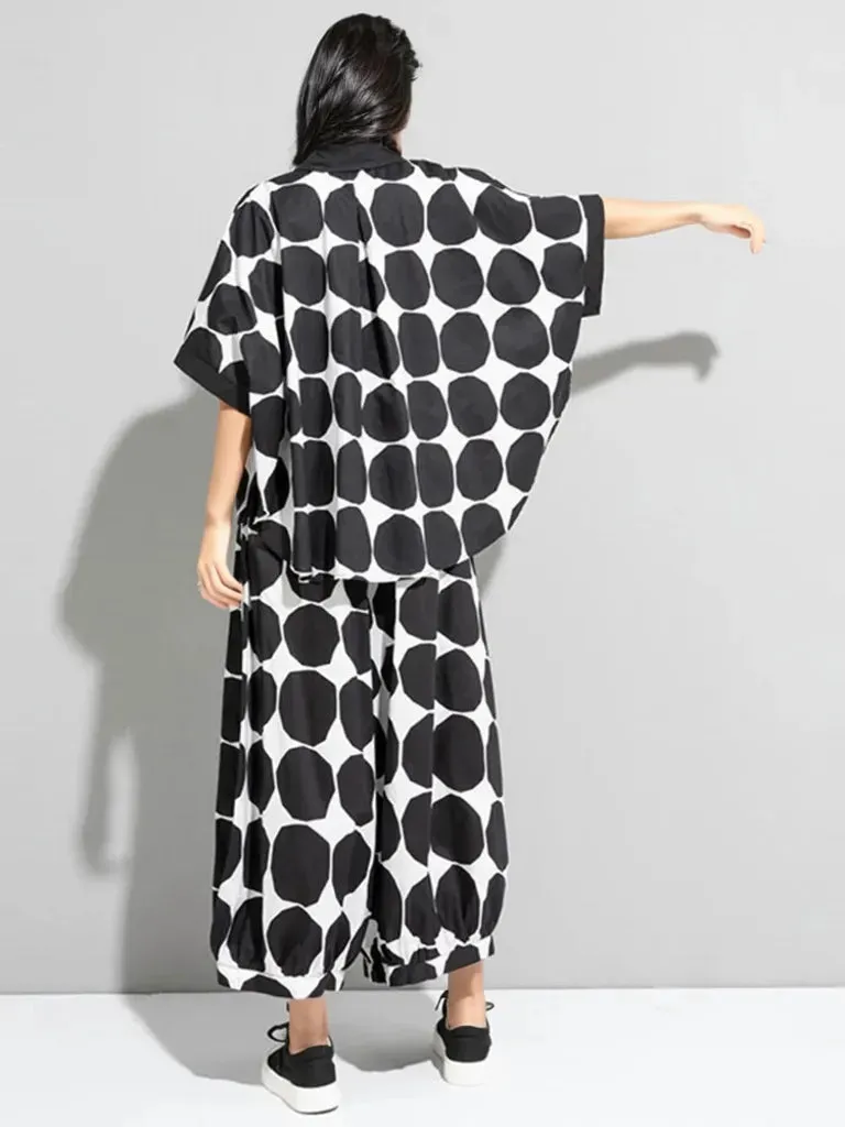 Chic Polka Dot Maxi Shirt-Blouse - Oversized Comfort & Style