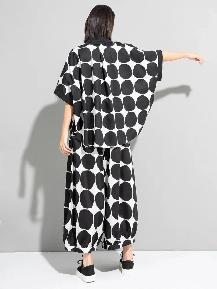 Chic Polka Dot Maxi Shirt-Blouse - Oversized Comfort & Style