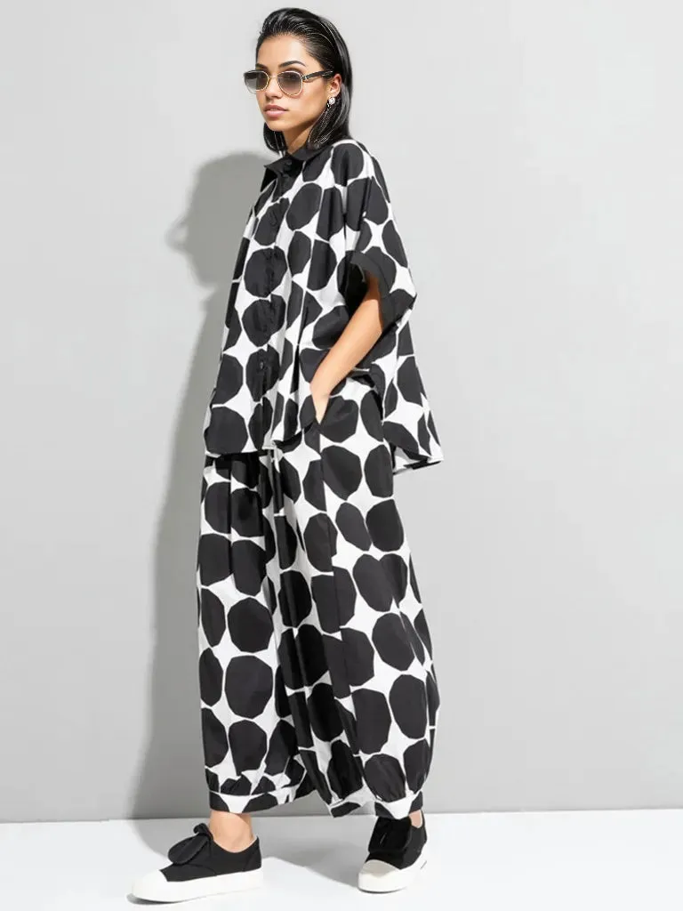 Chic Polka Dot Maxi Shirt-Blouse - Oversized Comfort & Style
