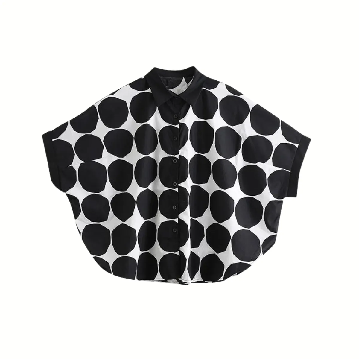 Chic Polka Dot Maxi Shirt-Blouse - Oversized Comfort & Style
