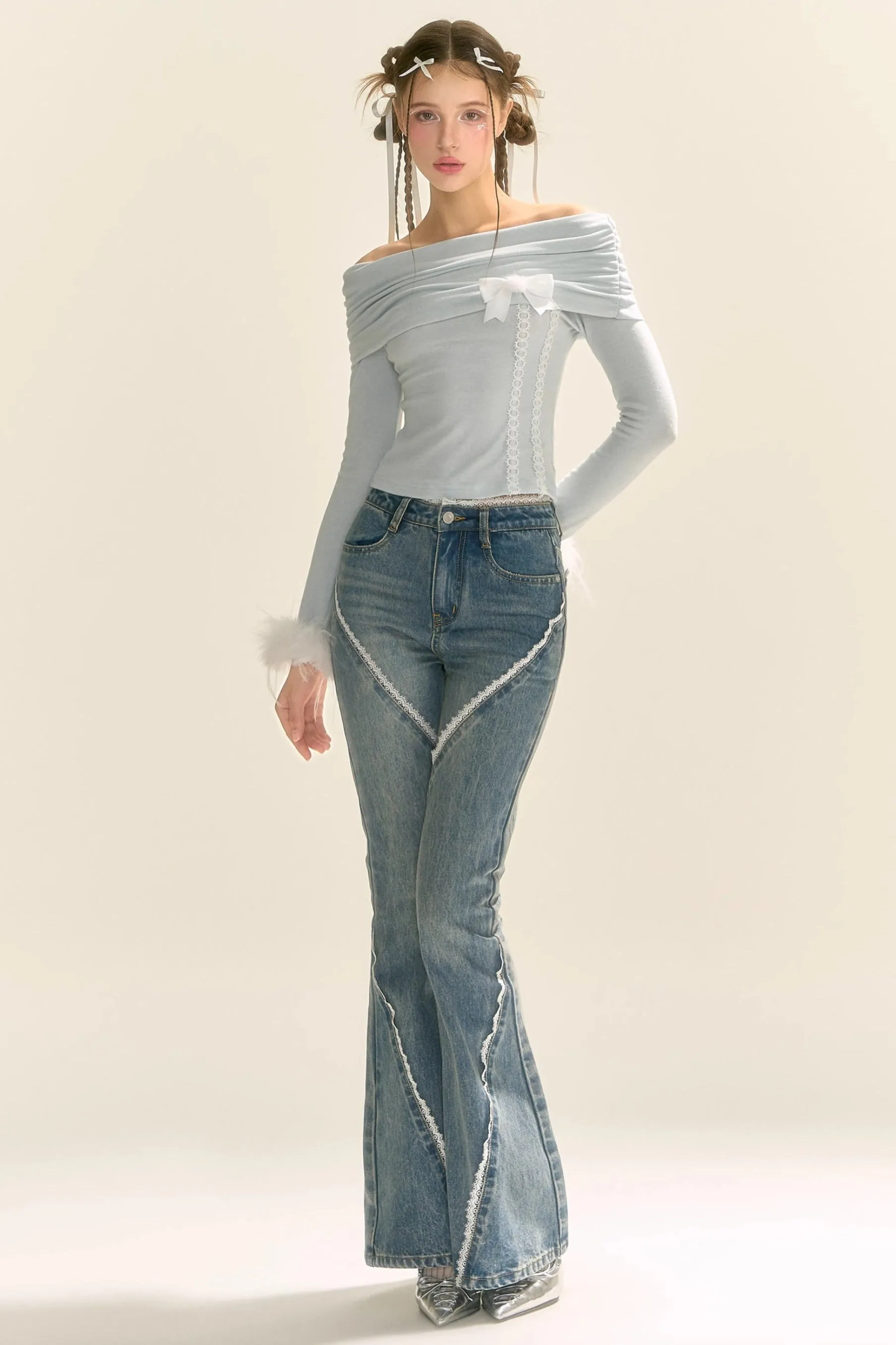 Christmas Shearling Off-Shoulder Top