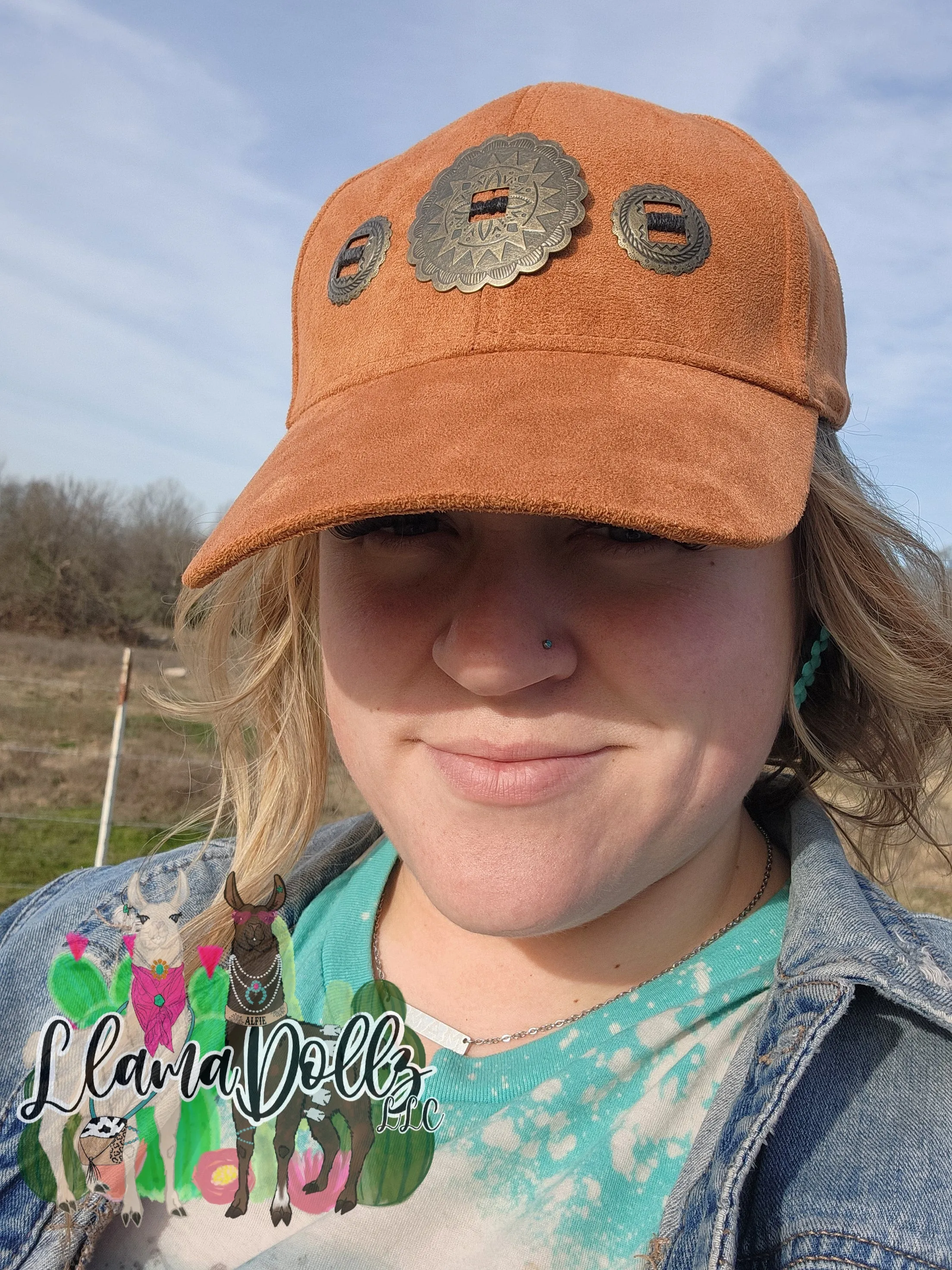 Concho Faux Suede Hat