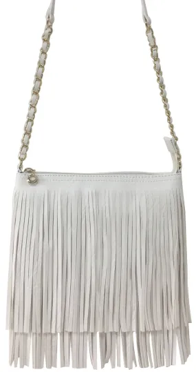 Fringe Factor Boho Crossbody (White)