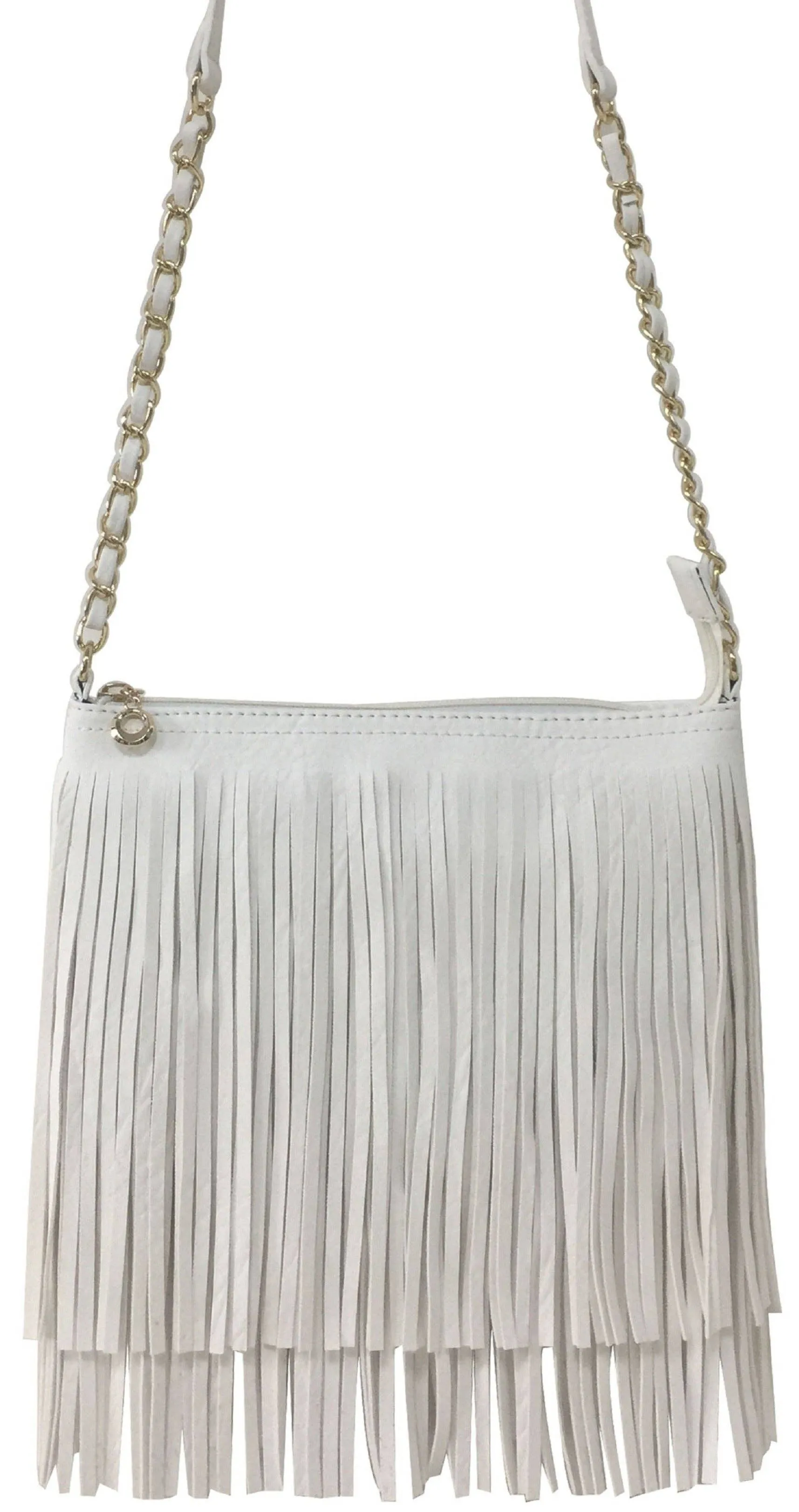Fringe Factor Boho Crossbody (White)