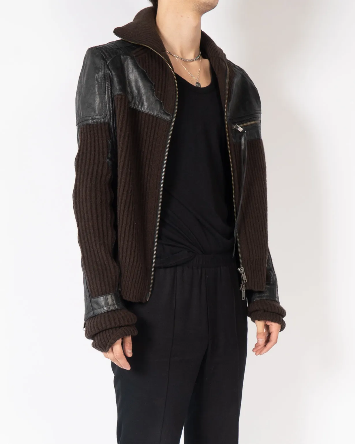 FW17 Brown Leather Patch Cardigan 1 of 1 Sample