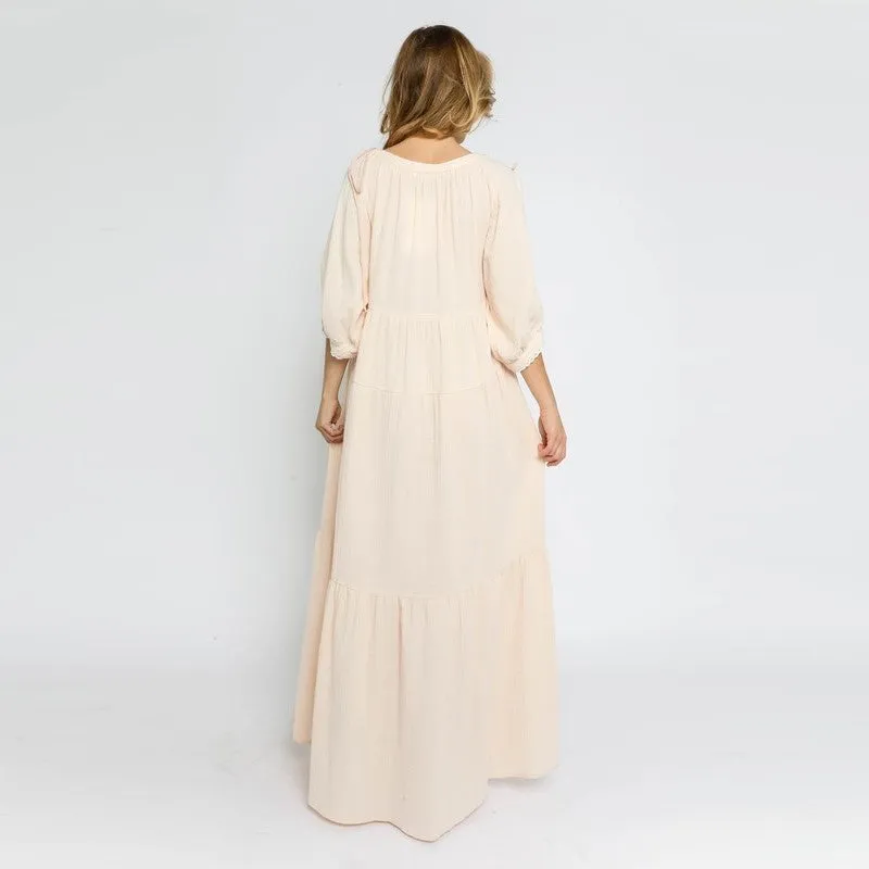 Goddess Babydoll Maxi Dress (Blush)
