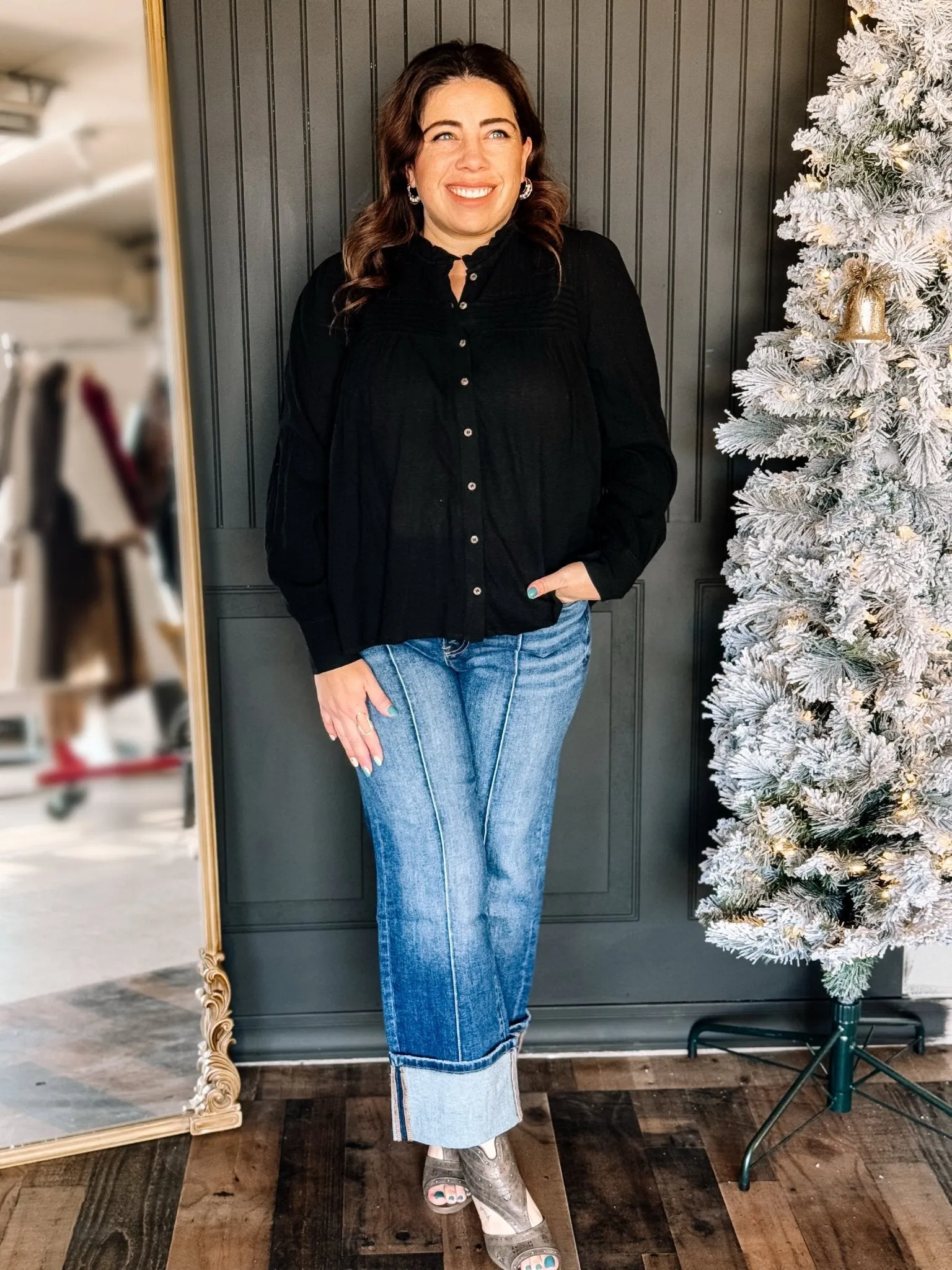 High Desert Boho Western Charm Blouse, Black