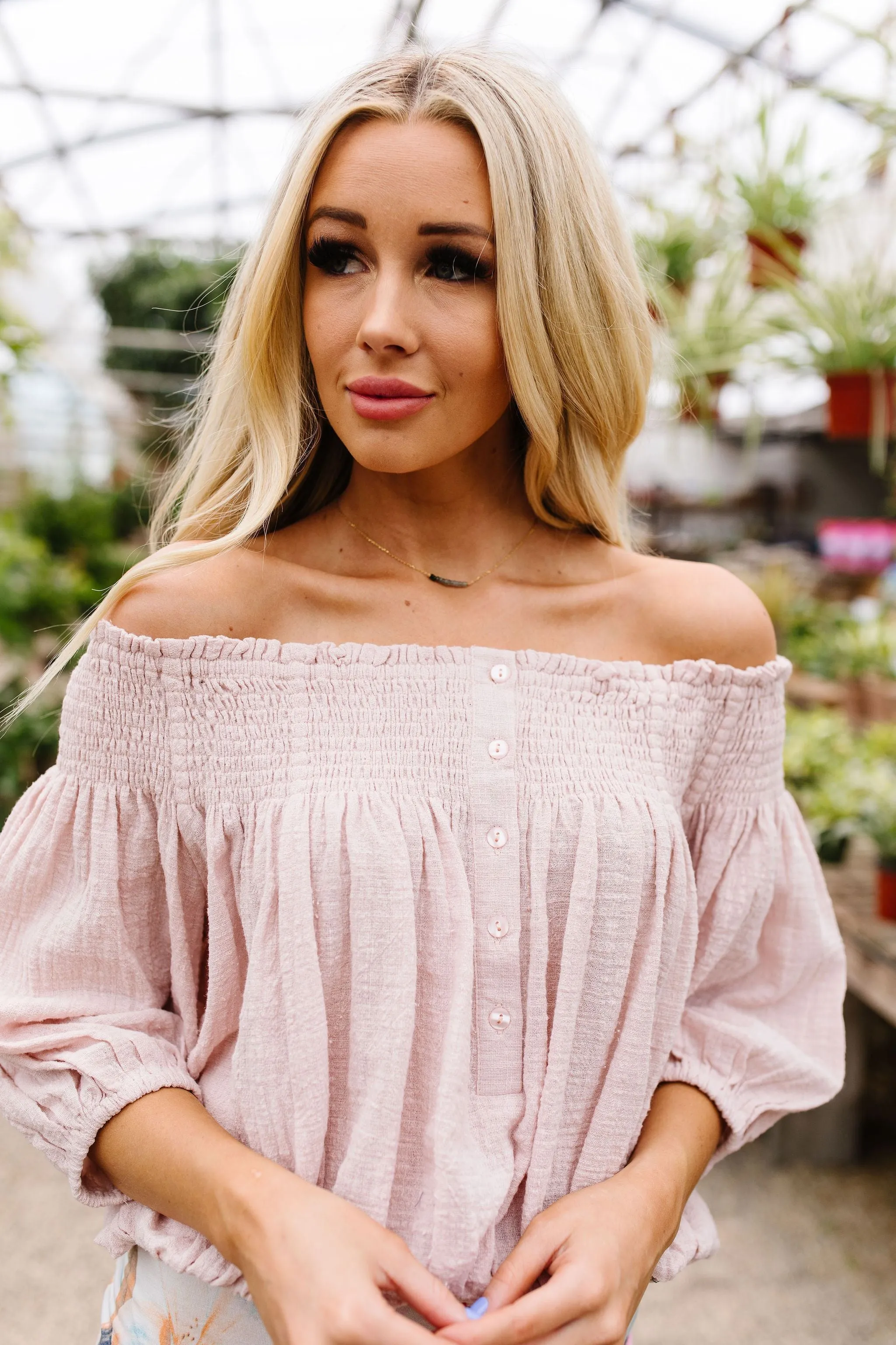 Just Add Sun Off Shoulder Top In Blush