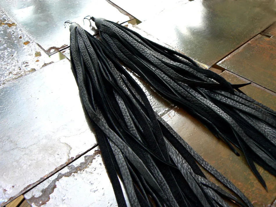 Kimani 10.5" Long Leather Tassel Earrings - SS1100