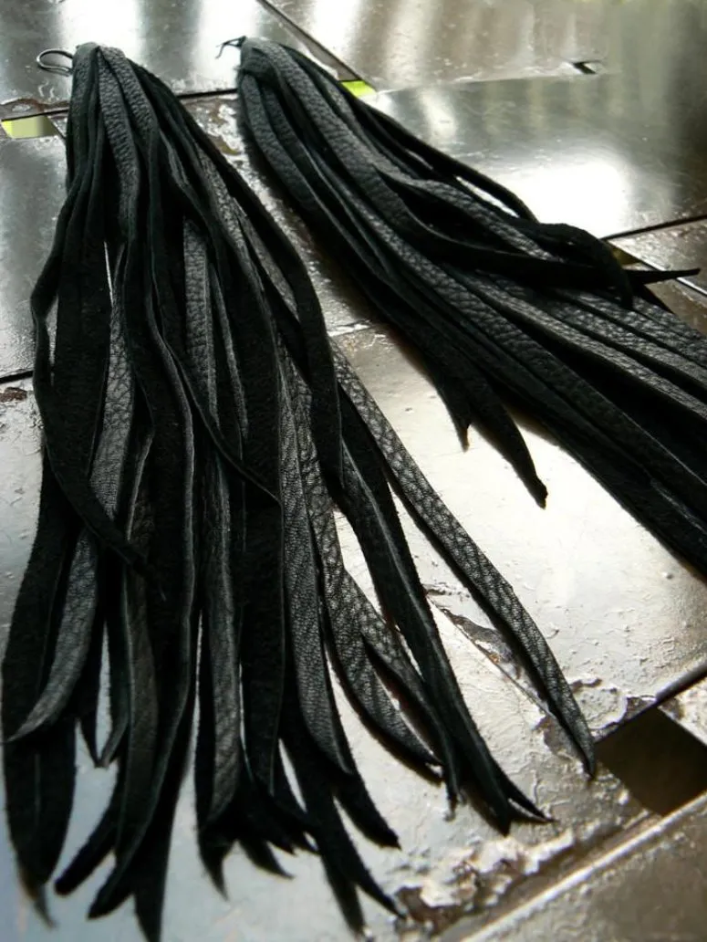 Kimani 10.5" Long Leather Tassel Earrings - SS1100