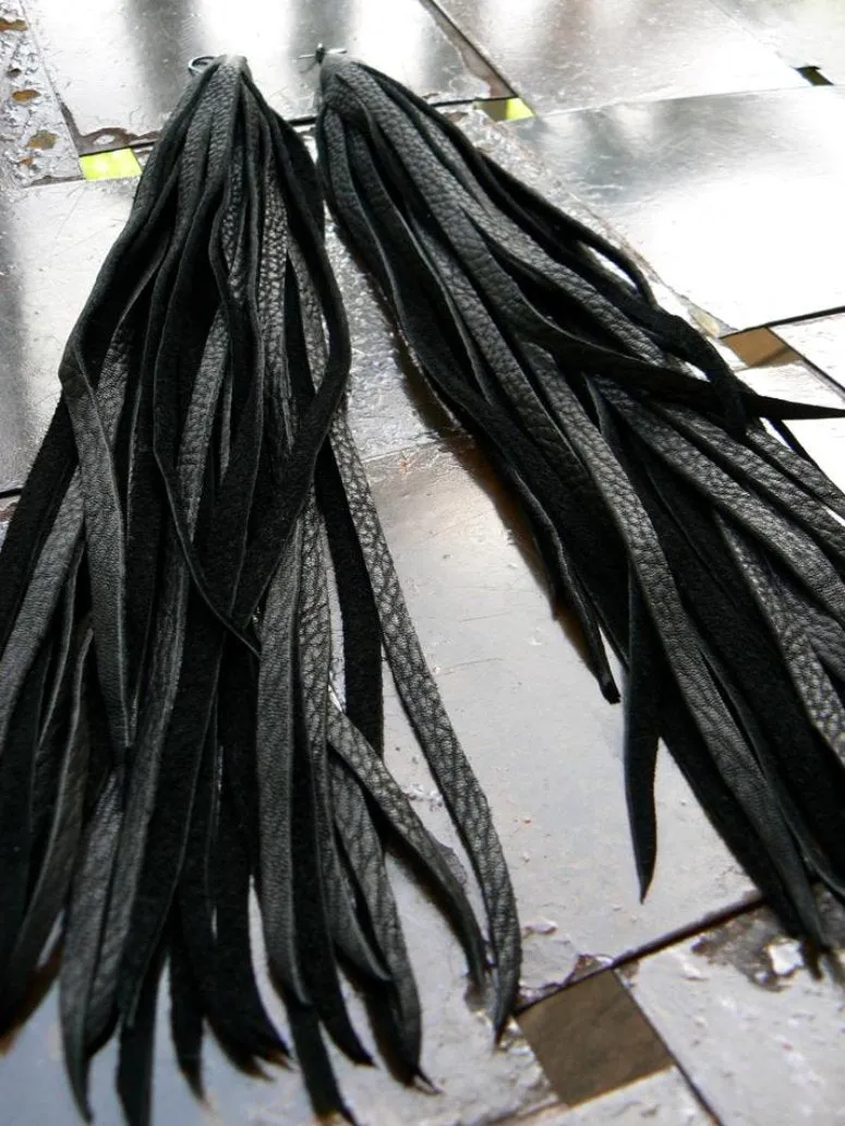 Kimani 10.5" Long Leather Tassel Earrings - SS1100