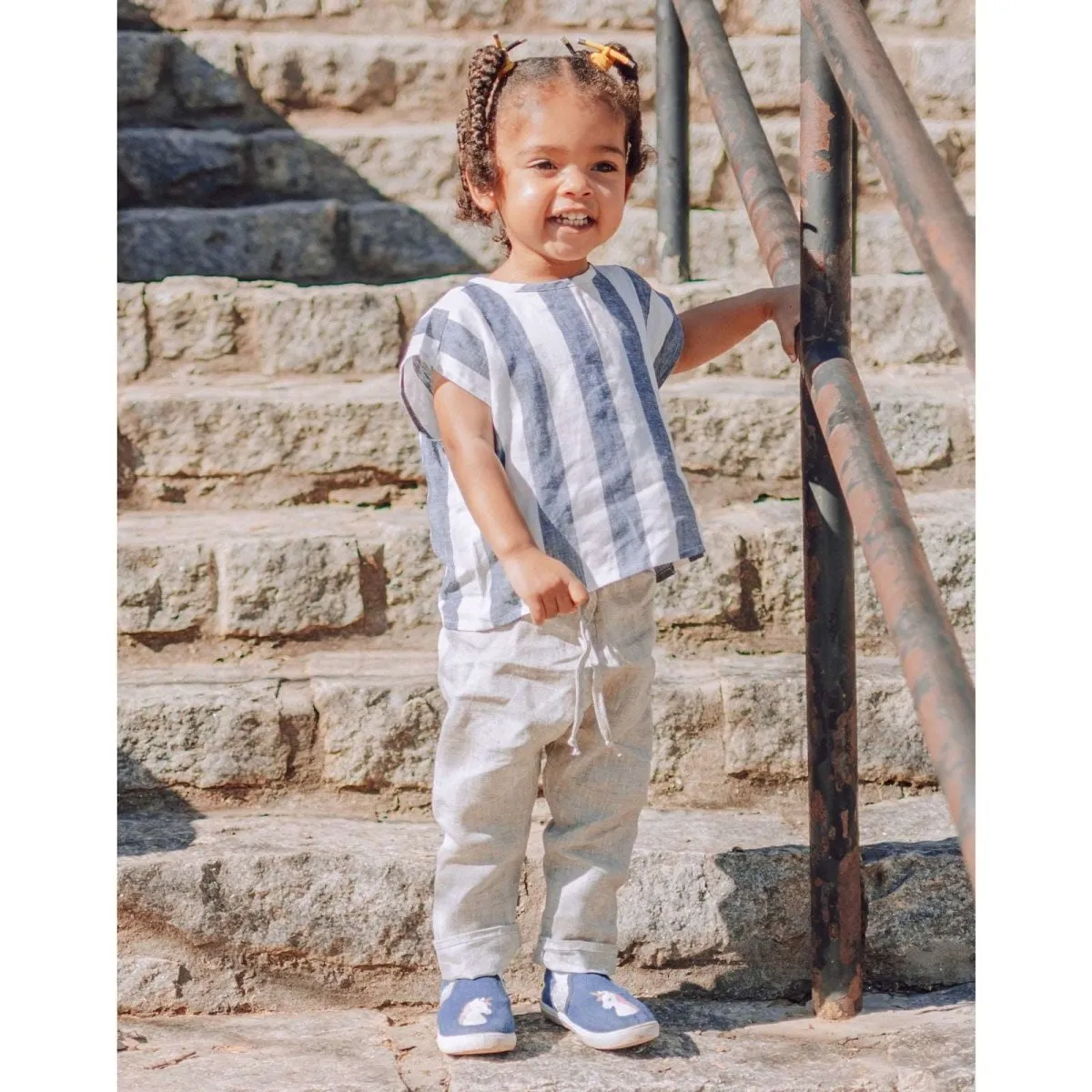 Paddington Blue Stripe Linen Top