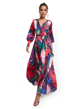 Petite Purple Faux Wrap Maxi Dress