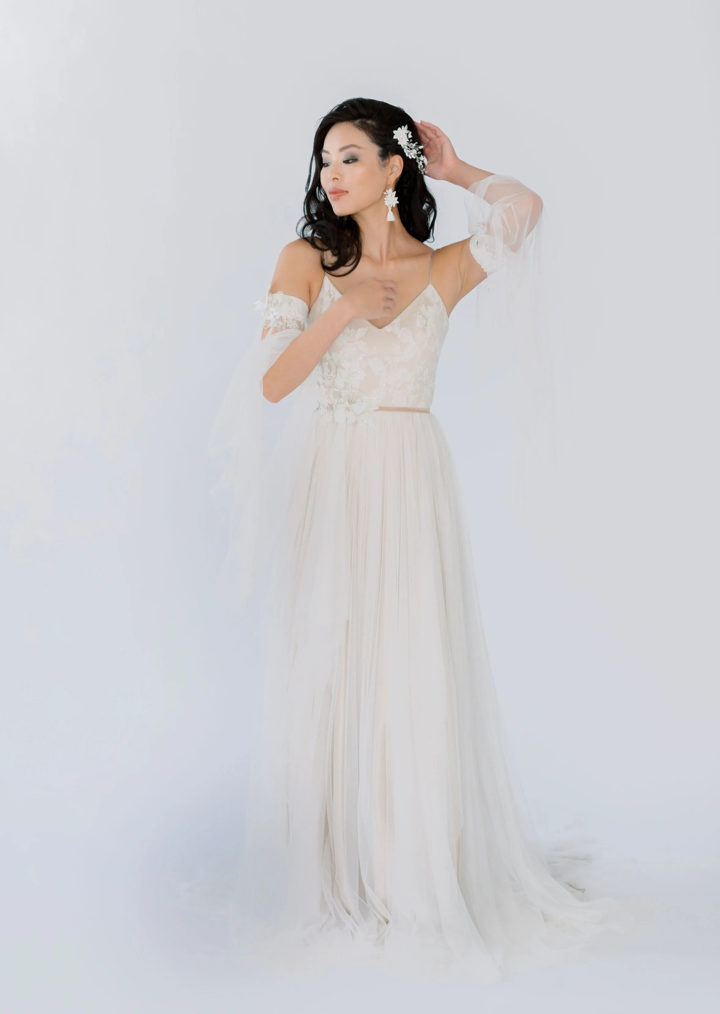 SAMANTHA Clay Flower Fringe Bridal Earrings