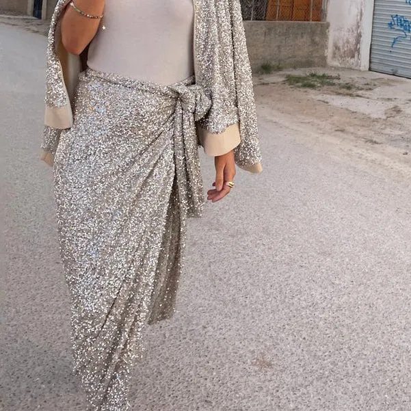 Sequin Maxi Wrap Jaspre Skirt