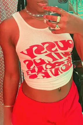 Sexy Print Letter U Neck Tops