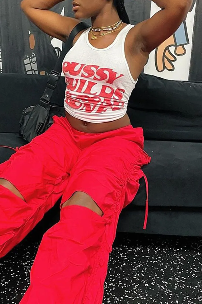 Sexy Print Letter U Neck Tops