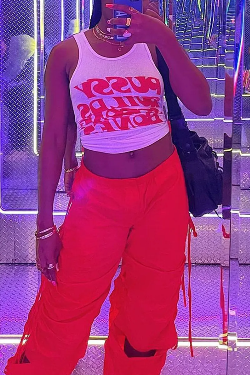 Sexy Print Letter U Neck Tops