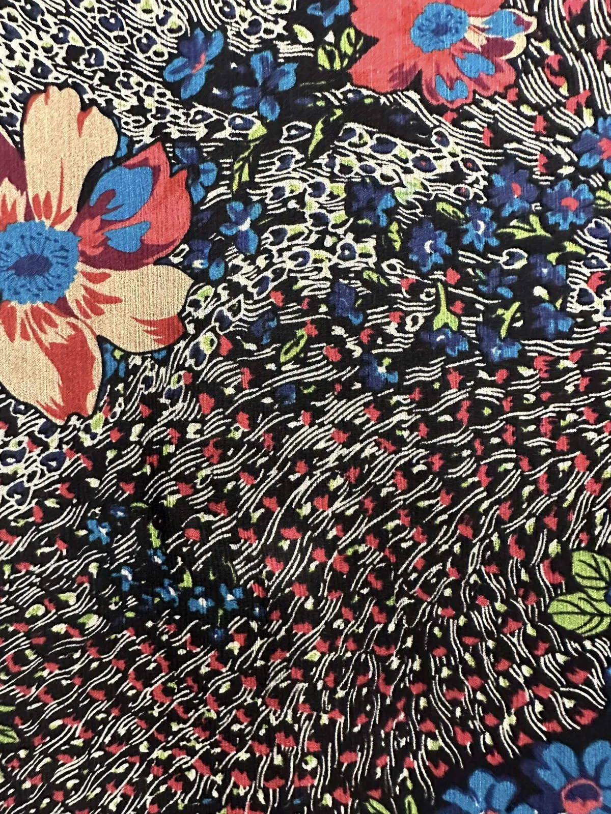 Swirling Floral Crinkle Silk Chiffon