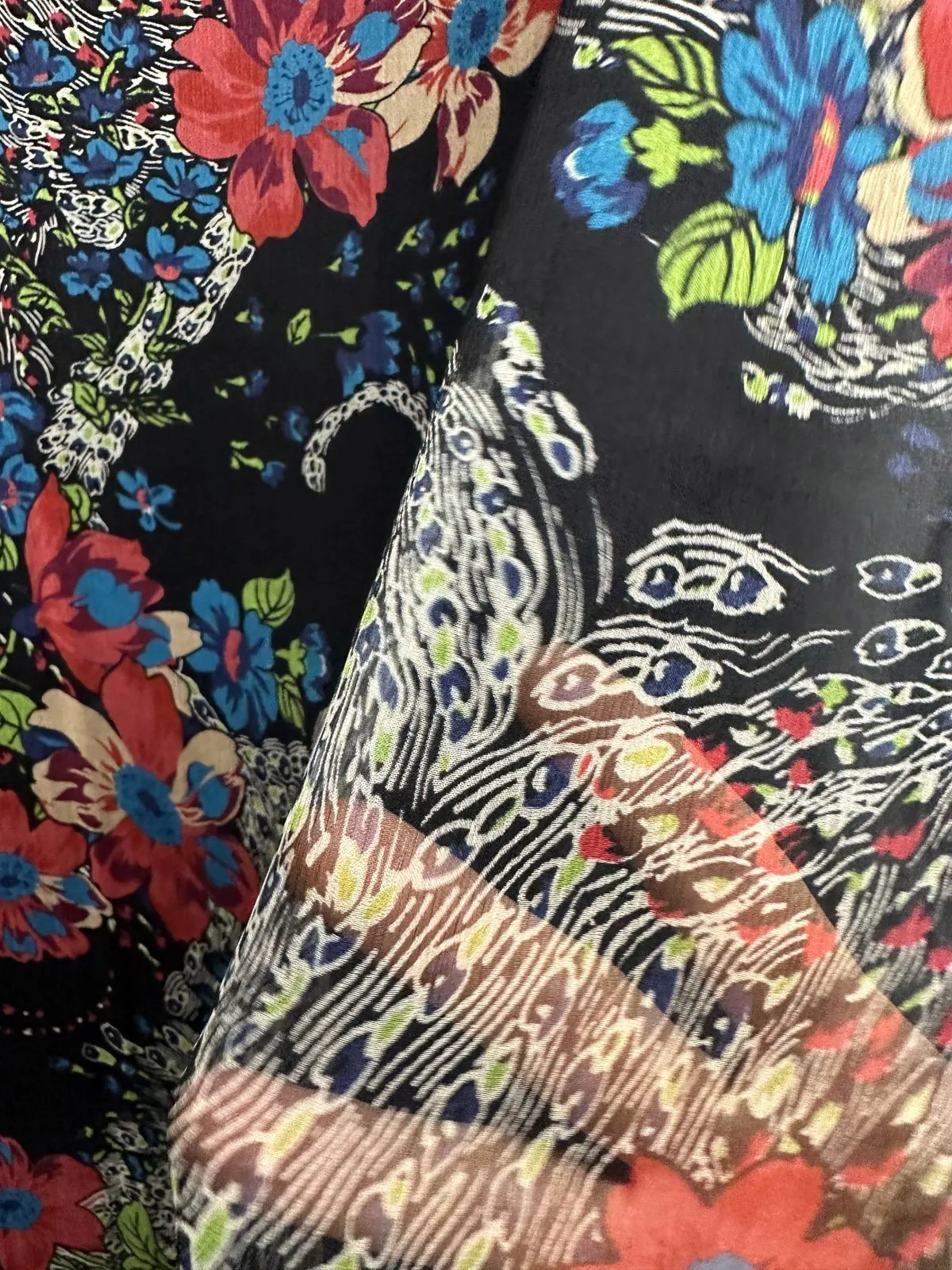 Swirling Floral Crinkle Silk Chiffon