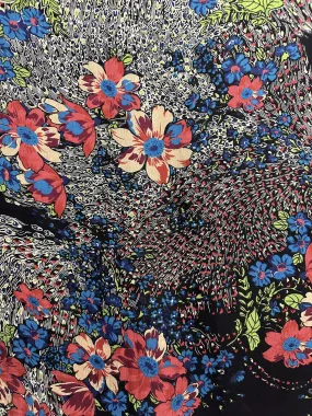 Swirling Floral Crinkle Silk Chiffon