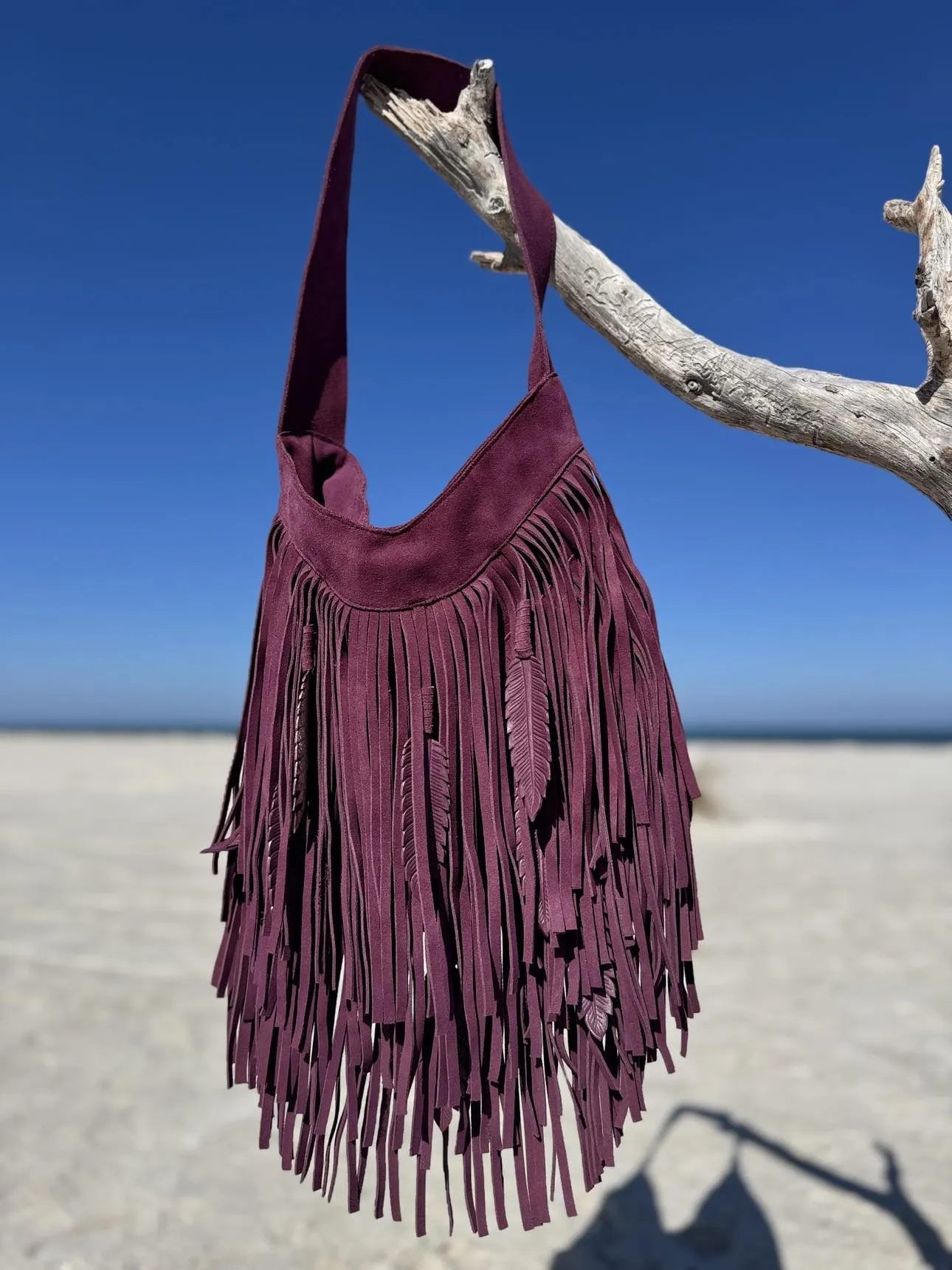 The Bonnie Boho Burgundy Fringe Bag