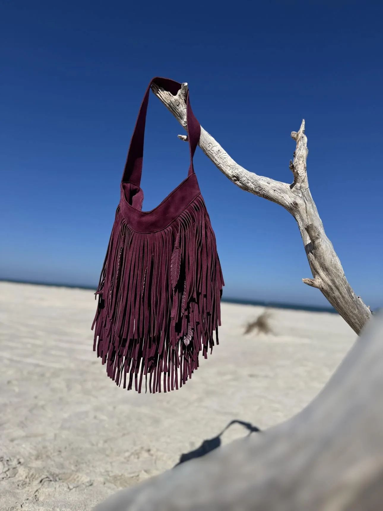 The Bonnie Boho Burgundy Fringe Bag
